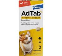 AdTab 225mg Antiparasitaire Interne Chien +5,5-11kg 3 Comprimés À Croquer