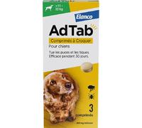 AdTab 450mg Antiparasitaire Interne Chien +11-22kg 3 Comprimés À Croquer