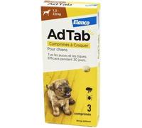 AdTab 56 mg Chiens 3 Comprimés anti-puces 1,3-2,5 Kgs