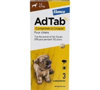 AdTab 56mg Antiparasitaire Interne Chien 1,3-2,5kg 3 Comprimés À Croquer