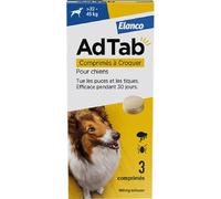 AdTab 900mg Antiparasitaire Interne Chien 22-45kg 3 Comprimés À Croquer