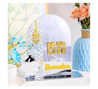 ADTUIUG Décorations de Ramadan pour la Table de la Maison, Calendrier du Compte à rebours Ramadan en Acrylique, 2025, de l’Avent, Avent l’Aïd(Silvery)
