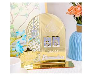 ADTUIUG Décorations de Ramadan pour la Table de la Maison, Calendrier du Compte à rebours Ramadan en Acrylique, 2025, de l’Avent, Avent l’Aïd(Yellow)