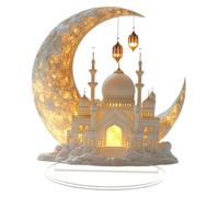 ADTUIUG Décorations de Ramadan pour la Table de la Maison, Eid Mubarak Décoration Acrylique Islam Célébration Artisanat Cadeau Lune Sculpture Ramadan