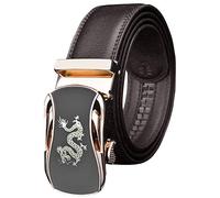 ADU Hommes Ceinture Cuir Véritable Noir Long 40 46 48 Inch D'or Dragon Boucle Automatique Boîte-cadeau D'affaires Costume Jeans Garçon Ceinture Cuir Vachette, Ajustable (marron,110cm)