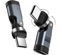 Aduarjo Lot de 2 adaptateurs USB C vers USB C 240 W - 90° - Rotation à 540° - Charge rapide PD et transfert de données - Connecteur coudé de type C pour iPhone 17/16, Mac Book Pro, ordinateurs