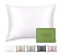 Adubor Taie d'oreiller 100 % soie, 40 x 80 cm, pour cheveux et peau, avec fermeture éclair cachée, des deux côtés, en soie 23 mommes, 900 fils, blanc pur, 1 pièce