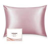 Adubor Taie d'oreiller avec Fermeture éclair dissimulée, en Pure Soie de mûrier 23 mommes, idéale pour Cheveux et Peau, Douce et Respirante Rose Rouge Queen Size 51 x 76cm