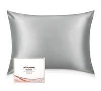 Adubor Taie d'oreiller avec Fermeture éclair dissimulée, en Pure Soie de mûrier 23 mommes, idéale pour Cheveux et Peau, Douce et Respirante Gris Abricot Queen Size 51 x 76cm