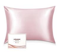 Adubor Taie d'oreiller avec Fermeture éclair dissimulée, en Soie de mûrier 23 mommes des Deux côtés, idéale pour Cheveux et Peau 900 Fils Rose Queen Size 51 x 76cm