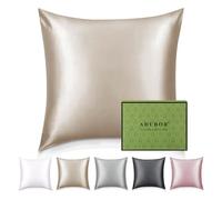Adubor Taie Oreiller 100% Soie, 22 Momme Soie de Mûrier, Grade 6A, Taie d'oreiller Soie pour la Santé des Cheveux et de la Peau, avec Fermeture Éclair Dissimulée (65×65cm, Beige, 1 pièce)
