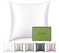 Adubor Taie Oreiller 100% Soie, 23 Momme Soie de Mûrier, Grade 6A, Taie d'oreiller Soie pour la Santé des Cheveux et de la Peau, avec Fermeture Éclair Dissimulée (60×60cm, Blanc, 1 pièce)