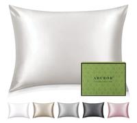 Adubor Taie Oreiller 100% Soie, 23 Momme Soie de Mûrier, Grade 6A, Taie d'oreiller Soie pour la Santé des Cheveux et de la Peau, avec Fermeture Éclair Dissimulée (50×70cm, Blanc Ivoire, 1 pièce)