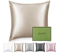 Adubor Taie Oreiller 100% Soie, 23 Momme Soie de Mûrier, Grade 6A, Taie d'oreiller Soie pour la Santé des Cheveux et de la Peau, avec Fermeture Éclair Dissimulée (60×60cm, Beige, 1 pièce)