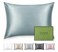 Adubor Taie Oreiller 100% Soie, 23 Momme Soie de Mûrier, Grade 6A, Taie d'oreiller Soie pour la Santé des Cheveux et de la Peau, avec Fermeture Éclair Dissimulée (50×70cm, Lac Bleu, 1 pièce)