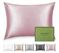 Adubor Taie Oreiller 100% Soie, 23 Momme Soie de Mûrier, Grade 6A, Taie d'oreiller Soie pour la Santé des Cheveux et de la Peau, avec Fermeture Éclair Dissimulée (50×70cm, Rose, 1 pièce)