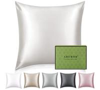 Adubor Taie Oreiller 100% Soie, 23 Momme Soie de Mûrier, Grade 6A, Taie d'oreiller Soie pour la Santé des Cheveux et de la Peau, avec Fermeture Éclair Dissimulée (60×60cm, Blanc Ivoire, 1 pièce)