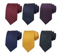 Adulove Lot de 6 cravates classiques en soie tissée jacquard pour homme, Bleu, rouge, orange, rouge, bleu, bleu, taille unique