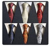 Adulove Lot de 6 cravates classiques en soie tissée jacquard pour homme, Rouge, beige, rouge, bleu, orange, gris, taille unique