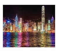 Adult 1000piece Jigsaw Puzzle Art Hong Kong Night Scene Art Craft Painting Home Wall Decoration Gift Decorative Gift 38x52cm
