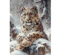 Adult 1000piece Jigsaw Puzzle, Large Snowflake Leopard Print with Brush, Hobby Craft Decoration Gift 38x26cm