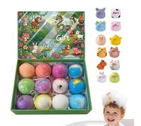 Adult Bubble Bath Gift Set, 12 Pieces Fragrance Ball Collection, Luxury Foam Bath Bombs with Surprise Animal Toys, Shimmery Spa for Women and Men, Relaxing Home and Travel Bathing Kit