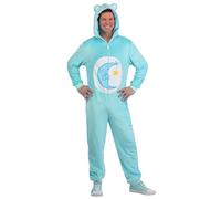 Adult Care Bears Bedtime Bear Costume combinaison en polaire bleue avec badge classique pour Halloween et cosplay, taille XS