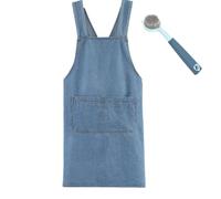 Adult Denim Cross Back Apron Lightweight Cotton with Front Pocket for Cooking,Gardening,Baking,BBQ & Everyday Use (light blue)