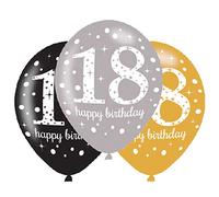 Amscan Ballons en latex pour adultes 18e anniversaire effet scintillant unisexe 27,5 cm 6 pièces Or