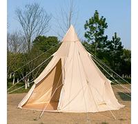 Adult Indian Teepee Tent, 3-4 Person Breathable Pyramid Canvas Bell Tent Instant Easy Set-Up Waterproof 4-Season Yurt Tents for Family Outdoor Glamping, Hiking Vision