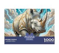 Adult Jigsaw Puzzle - 1000 Piece Puzzle - White Rhinocéros- Adults and Children from 14 Years Old Puzzle - Gobi Desert 38x26cm/1000pcs