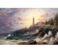 Adult Jigsaw Puzzle 1000 Pieces, Thomas Kinkade Coast Lighthouse Wooden Jigsaw Puzzle, Very Good Puzzle Game Jigsaw38*26cm