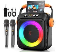 Adult Karaoke, Portable Bluetooth Speaker with 2 Wireless Microphones, PA System for Adults and Children with LED Lights for Parties