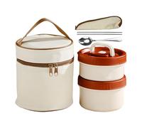Adult Lunch Box, Insulated Meal Container, Reusable Prep Box with Cutlery Set, Microwaveable Food Bowl, Portable Dining Solution for Adults, Kids, School, Travel, Camping Use, 4.92x3.15 inches