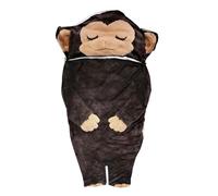 Adult Novelty Sleeping Bag - Winter Indoor Wearable Throw, Brown Monkey Design Cosy Loungewear, 1.75m X 0.8m + Compact 30cm Folded Pack, Washable Synthetic Textile - for Watching TV & Hiking