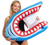 Adult Pool Floats | Shark Design Inflatable Floating Toys | Inflatable Pool Chair Float | for Beach Summer Vacation Relaxation Sunbathing Tanning Family