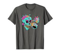 Adult Swim Rick & Morty Eyeball Skull T-Shirt, Homme, Asphalte, 5XL
