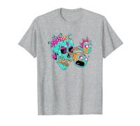 Adult Swim Rick & Morty Eyeball Skull T-Shirt, Homme, Gris Chiné, 5XL