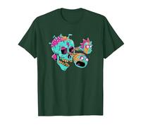 Adult Swim Rick & Morty Eyeball Skull T-Shirt, Homme, Vert Forêt, 3XL