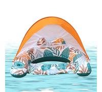 Adult Swimming Pool Lounger, Floating Lounge Chair, Pool Float with Adjustable Canopy, Sun Protected Water Inflatable, High Buoyancy Reinforced PVC for Details, Leisure Comfort for Resort Usage