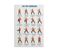 Adult Tai Chi Exercise Chart Poster Tai Chi Guide for Home Studio Wall Art Step by Step Movements for Balance Flexibility and Relaxation(Framed,16X24inch(40X60cm))