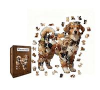 Adult Wooden Puzzles - 120 Piece Dog Shaped Jigsaw Puzzle, Vibrant Animal Design Brain Teaser for Adults and Kids 6+, Creative Wooden Puzzle for Family Game Night Party or Home Decor, 12.17x11.14 Inch