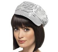 Adulte 1960s 1970s Disco Sequin Chapeau Déguisement 70s Cap Argent Par Smiffys