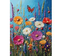 Adulte 5D Diamond Painting Kit, Fleurs Papillons Débutant DIY Diamant Arts, Pierre Précieuse Mosaïque Broderie Art, pour Home Furnishings Murale Décoration, Cadeau du Nouvel An 30x60cm P4CL-335