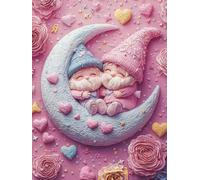 Adulte 5D Diamond Painting Kit, Lune Amour PoupéE Débutant DIY Diamant Arts, Pierre Précieuse Mosaïque Broderie Art, pour Home Furnishings Murale Décoration, Cadeau du Nouvel An 50x100cm P4CL-844