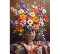 Adulte 5D Diamond Painting Kit, Table Bouquet De Fleurs Débutant DIY Diamant Arts, Pierre Précieuse Mosaïque Broderie Art, pour Home Furnishings Murale Décoration, Cadeau du Nouvel An 50x100cm P4CL365
