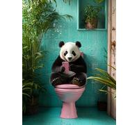 Adulte 5D Diamond Painting Kit, Toilettes Panda Débutant DIY Diamant Arts, Pierre Précieuse Mosaïque Broderie Art, pour Home Furnishings Murale Décoration, Cadeau du Nouvel An 50x100cm P4CL-780