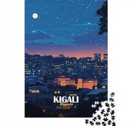 Adulte avec avec Kigali Rwanda Cityscape at Night Puzzle en Bois | Pour une longue soirée puzzle après le travail : ce puzzle pour adultes de 1000 pièces associe concentration et détente.