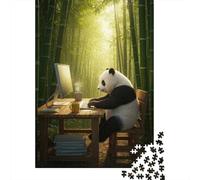 Adulte avec Panda Working in Bamboo Forest Puzzle en Bois, 1000 pièces