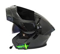 Adulte Bluetooth Casque Moto Intégré Flip Up avec Double Visière Casque Moto Modulaire DOTECE Homologué Casques Intégraux Homme Femme avec Fonction Réponse Automatique 2,M:57-58CM
